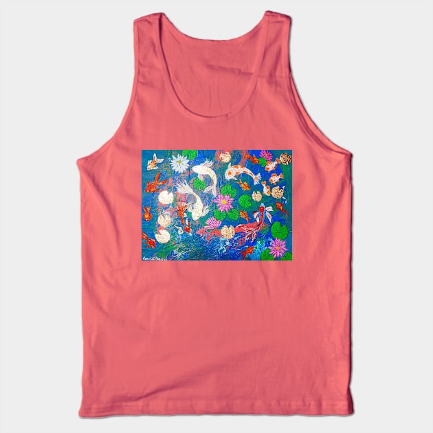 Beautiful Koi Fish and Waterlilies Tank Top by Casimirasquirkyart